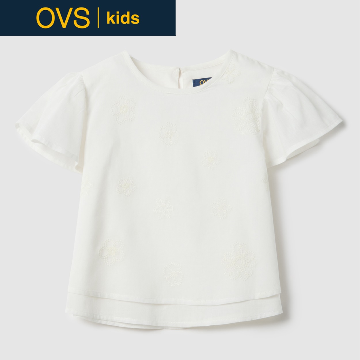 OVS KIDS(オヴィエッセ キッズ) 刺繡Aラインブラウス 女の子 キッズ(ホワイト-104cm)