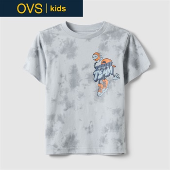 OVS KIDS(オヴィエッセ キッズ) ムラ染めプリント半袖Tシャツ 男の子 キッズ(ライトブルー-104cm)