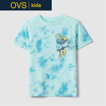 OVS KIDS(オヴィエッセ キッズ)  ブルー タイダイ ピュアコットン レギュラーフィット Tシャツ 男の子 キッズ(ライトブルー-104cm)