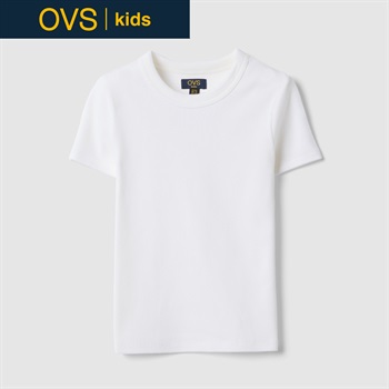 OVS KIDS(オヴィエッセ キッズ) 無地ストレッチTシャツ 女の子 キッズ(ホワイト-146cm)