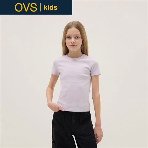 OVS KIDS(オヴィエッセ キッズ)  パープル ストレッチコットン フィット Tシャツ 女の子 キッズ