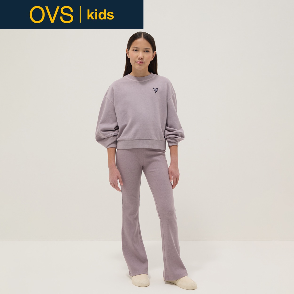 OVS KIDS(オヴィエッセ キッズ)  パープル ストレッチコットン レギュラーフィット レギンス 女の子 キッズ(ダークパープル-146cm)