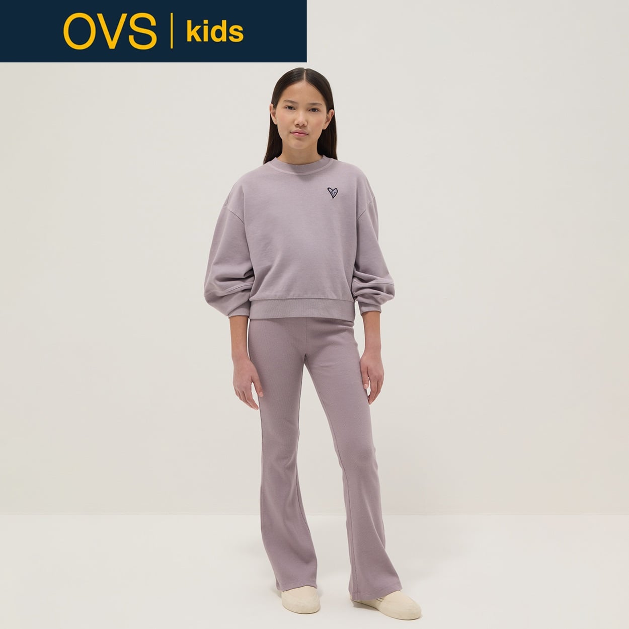 OVS KIDS(オヴィエッセ キッズ)  パープル ストレッチコットン レギュラーフィット レギンス 女の子 キッズ(ダークパープル-164cm)