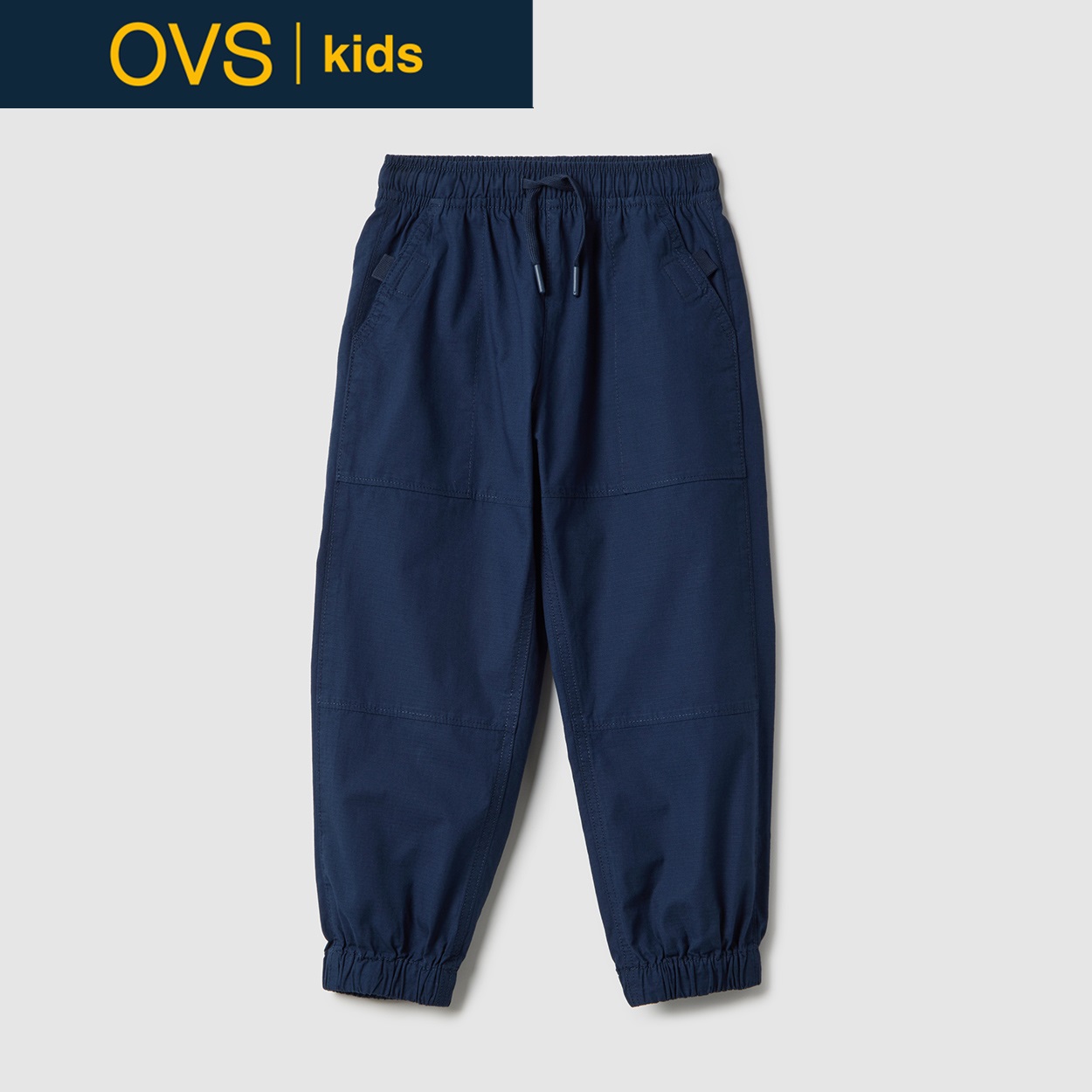 OVS KIDS(オヴィエッセ キッズ) リップストップジョガーパンツ 男の子 キッズ(ネイビー-104cm)