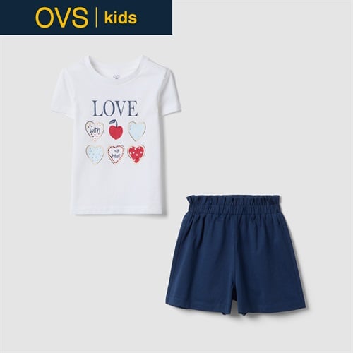 OVS KIDS(オヴィエッセ キッズ)  マルチカラー ピュアコットン Tシャツ＆ショートパンツ セット 女の子 キッズ