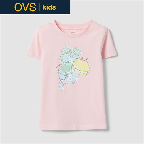 OVS KIDS(オヴィエッセ キッズ)  ピンク ピュアコットン レギュラーフィット Tシャツ（プリント） 女の子 キッズ