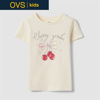 OVS KIDS(オヴィエッセ キッズ)  ベージュ ピュアコットン レギュラーフィット Tシャツ（プリント） 女の子 キッズ(ライトベージュ-104cm)