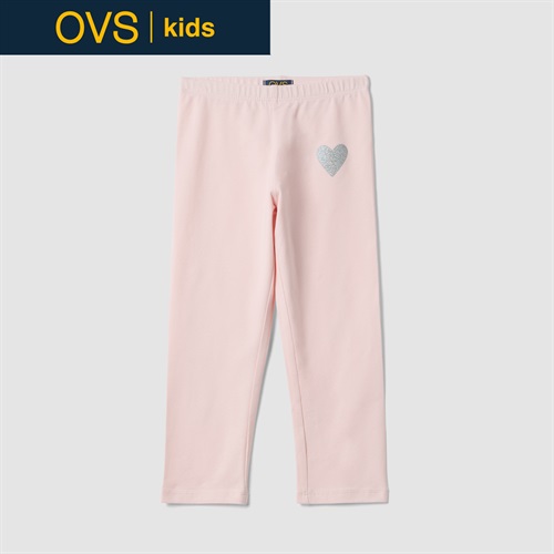 OVS KIDS(オヴィエッセ キッズ)  ピンク ハートモチーフ付き ストレッチコットン スリムフィット レギンス 女の子 キッズ