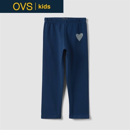 OVS KIDS(オヴィエッセ キッズ)  ブルー ハートモチーフ付き ストレッチコットン スリムフィット レギンス 女の子 キッズ