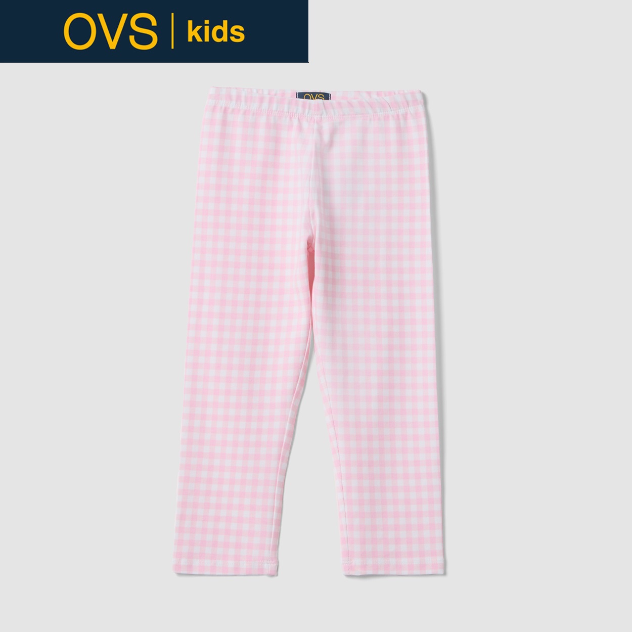 OVS KIDS(オヴィエッセ キッズ)  ピンク×ホワイト チェック柄 ストレッチコットン スキニーレギンス 女の子 キッズ(ピンク×ホワイト（マルチカラー）-134cm)