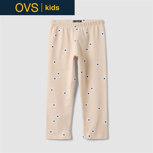 OVS KIDS(オヴィエッセ キッズ)  ベージュ フラワー柄 ストレッチコットン スキニーレギンス 女の子 キッズ
