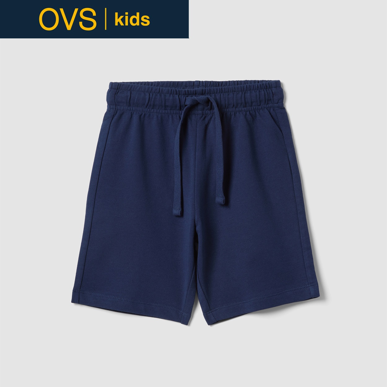 OVS KIDS(オヴィエッセ キッズ)  ブルー ピュアコットン レギュラーフィット ショートパンツ 男の子 キッズ(ダークブルー-140cm)