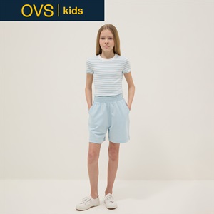 OVS KIDS(オヴィエッセ キッズ)  ブルー ピュアコットン オーバーサイズ ショートパンツ 女の子 キッズ(ライトブルー-146cm)
