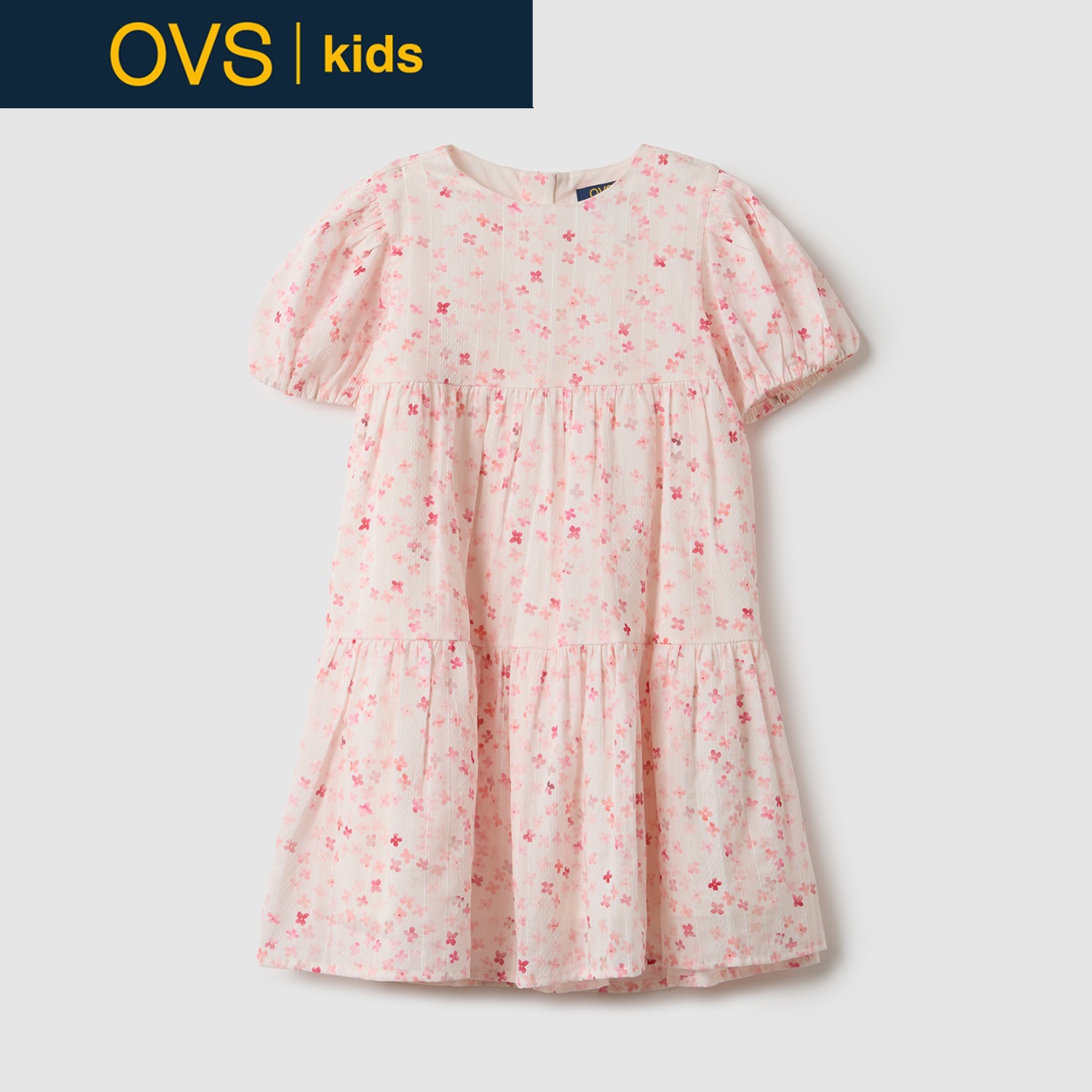 OVS KIDS(オヴィエッセ キッズ) 総プリントティアードワンピース 女の子 キッズ(ピンク-104cm)