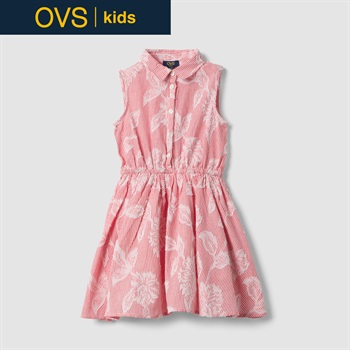 OVS KIDS(オヴィエッセ キッズ)  ピンク ピュアコットン ストライプ ワンピース 女の子 キッズ(ピンク/ホワイト（マルチカラー）-104cm)