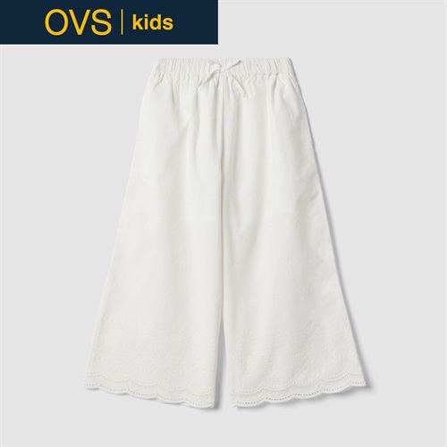 OVS KIDS(オヴィエッセ キッズ)  ホワイト ピュアコットン 刺繍入り キュロットパンツ 女の子 キッズ