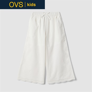 OVS KIDS(オヴィエッセ キッズ)  ホワイト ピュアコットン 刺繍入り キュロットパンツ 女の子 キッズ(ソフトホワイト-104cm)