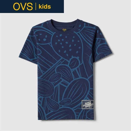 OVS KIDS(オヴィエッセ キッズ)  ブルー ピュアコットン レギュラーフィット Tシャツ（プリント） 男の子 キッズ