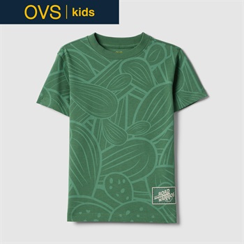 OVS KIDS(オヴィエッセ キッズ)  グリーン ピュアコットン レギュラーフィット Tシャツ（プリント） 男の子 キッズ(グリーン-104cm)