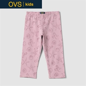 OVS KIDS(オヴィエッセ キッズ)  ピンク ストレッチコットン スキニーレギンス（プリント） 女の子 キッズ(ピンク-104cm)