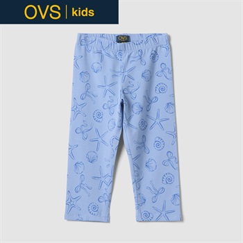 OVS KIDS(オヴィエッセ キッズ)  ライトブルー ストレッチコットン スキニーレギンス（プリント） 女の子 キッズ(ライトブルー-104cm)