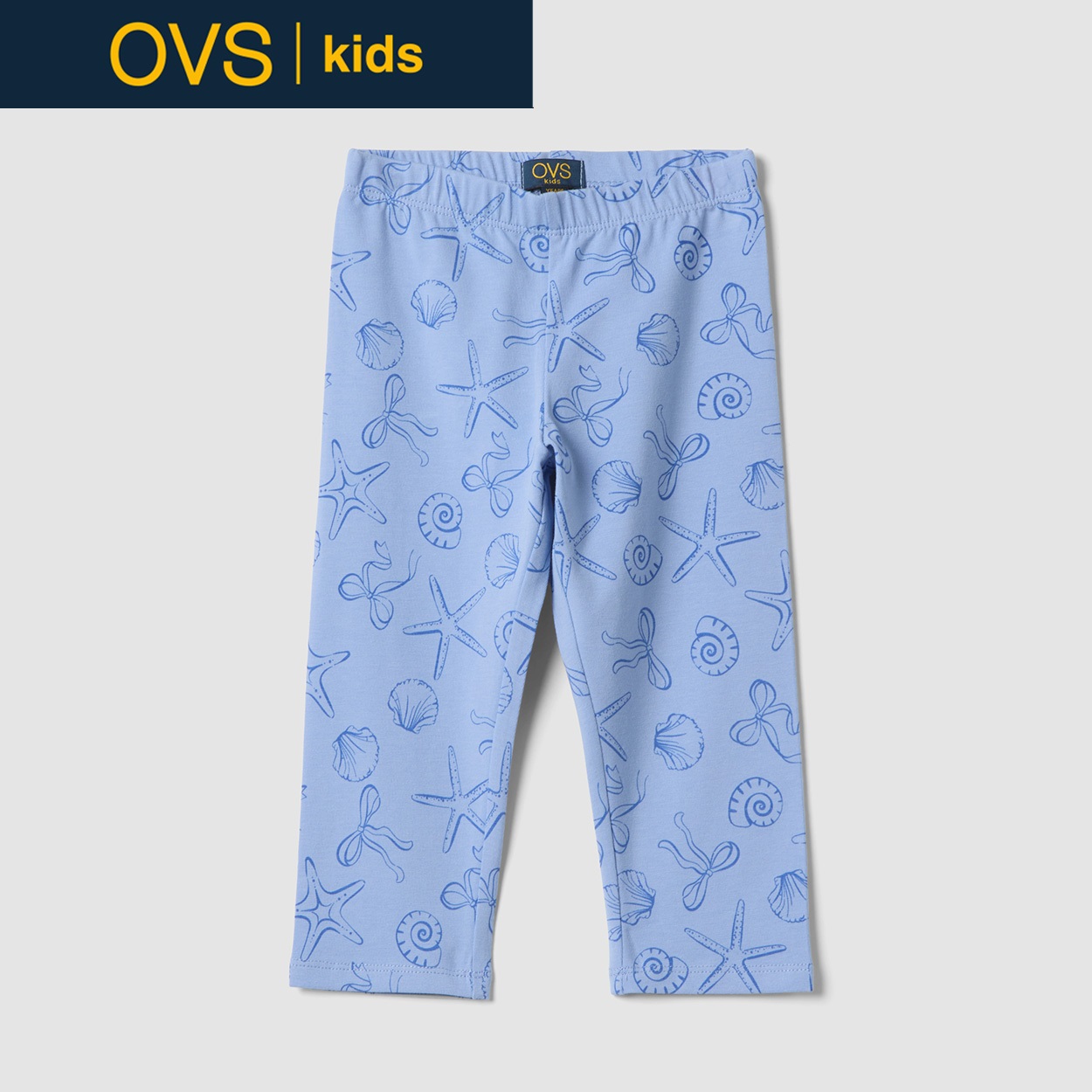 OVS KIDS(オヴィエッセ キッズ)  ライトブルー ストレッチコットン スキニーレギンス（プリント） 女の子 キッズ(ライトブルー-116cm)