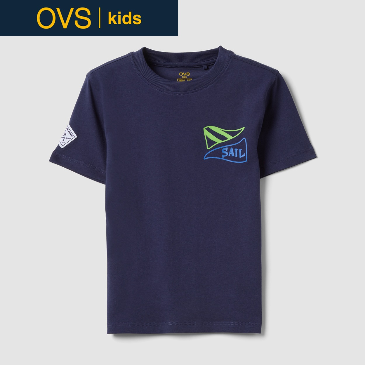 OVS KIDS(オヴィエッセ キッズ)  ブルー ピュアコットン Tシャツ（セーリングプリント） 男の子 キッズ(ブルー-110cm)