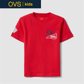 OVS KIDS(オヴィエッセ キッズ)  レッド ピュアコットン Tシャツ（セーリングプリント） 男の子 キッズ(レッド-104cm)