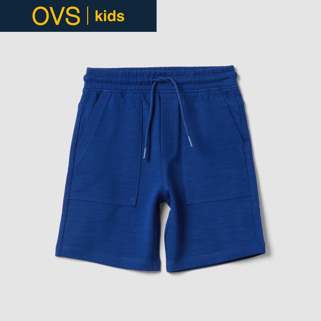 W120 ネイビー 半ズボン ウエストゴム OVS KIDS(オヴィエッセ キッズ) ブルー ピュアコットン ウエストゴム