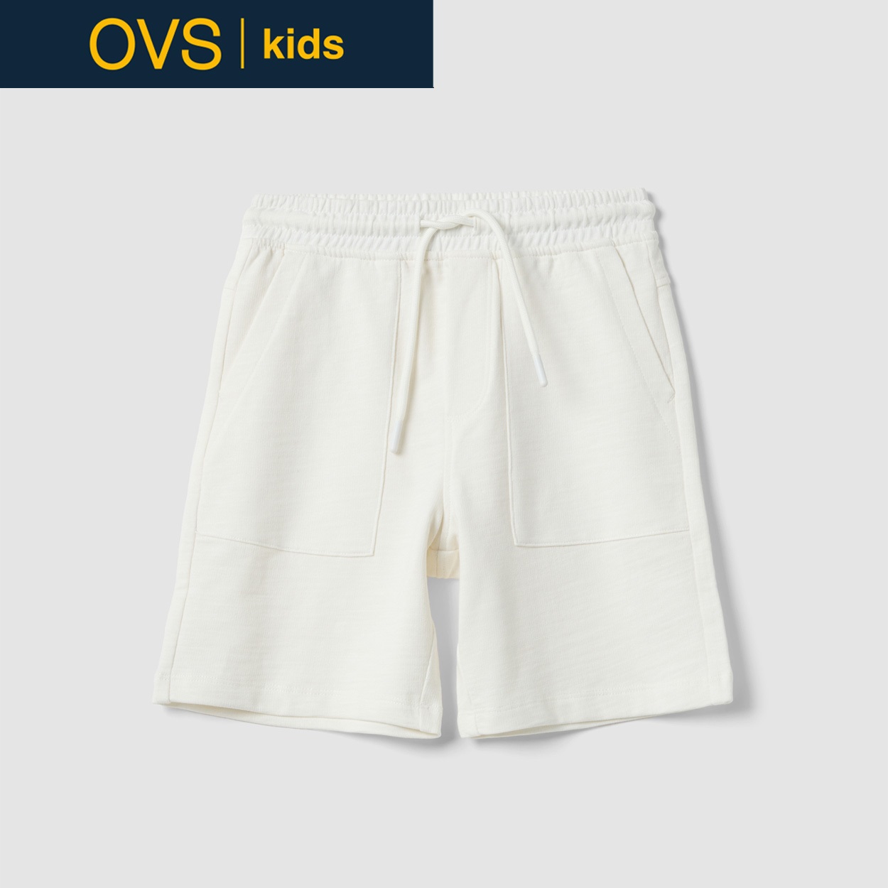 OVS KIDS(オヴィエッセ キッズ)  ホワイト ピュアコットン ウエストゴム ショートパンツ 男の子 キッズ(ホワイト-110cm)