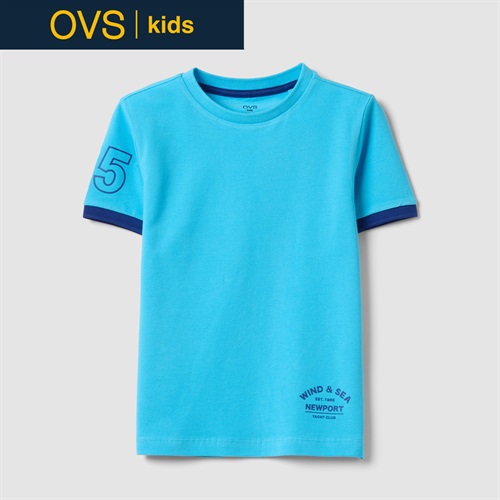 OVS KIDS(オヴィエッセ キッズ)  ライトブルー ピュアオーガニックコットン Tシャツ（プリント） 男の子 キッズ