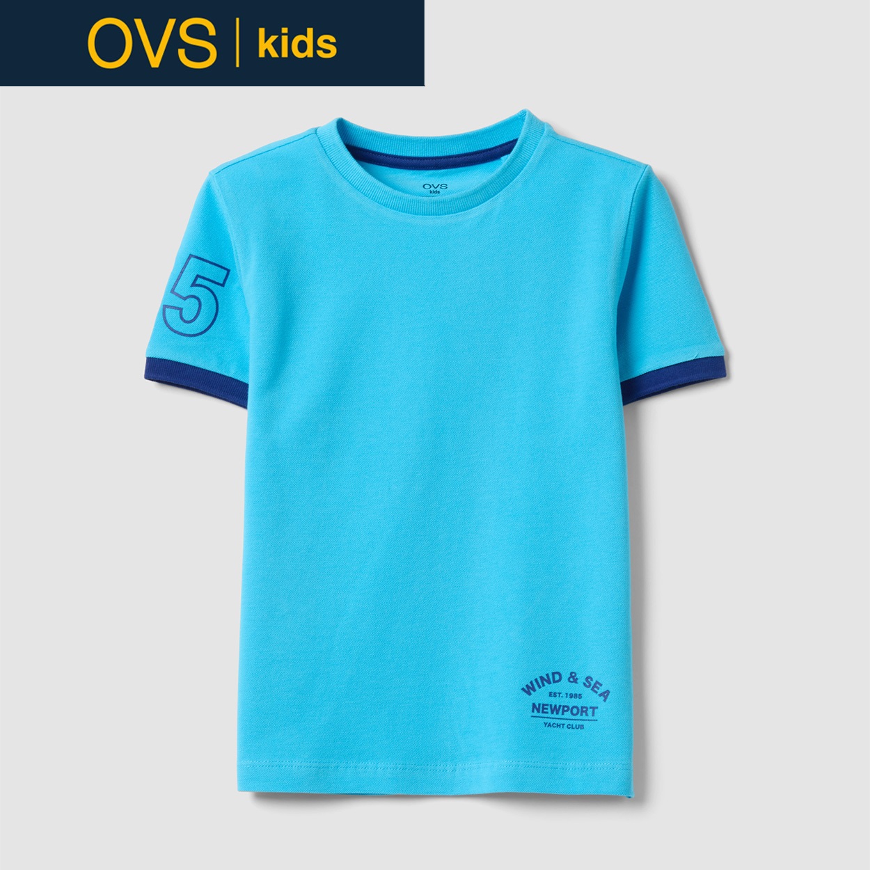 OVS KIDS(オヴィエッセ キッズ)  ライトブルー ピュアオーガニックコットン Tシャツ（プリント） 男の子 キッズ(ライトブルー-110cm)