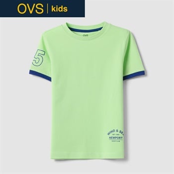 OVS KIDS(オヴィエッセ キッズ)  グリーン ピュアオーガニックコットン Tシャツ（プリント） 男の子 キッズ(ライムグリーン-104cm)