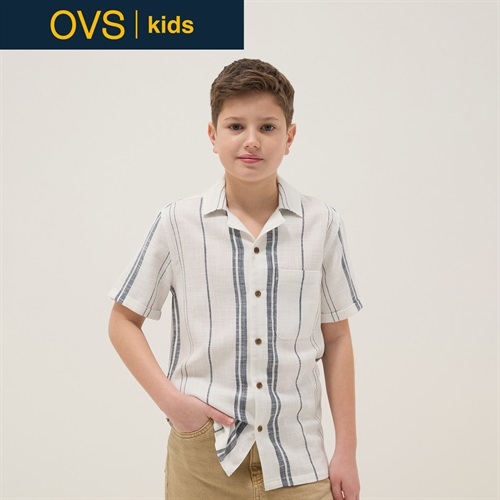 OVS KIDS(オヴィエッセ キッズ)  マルチカラー ストライプ柄 ピュアコットン レギュラーフィット シャツ 男の子 キッズ