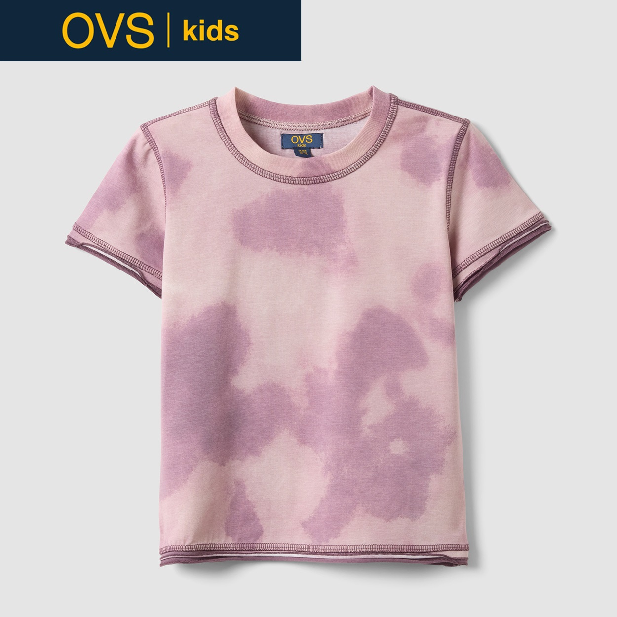 OVS KIDS(オヴィエッセ キッズ)  ピンク ストレッチコットン スリムフィット Tシャツ 女の子 キッズ(ピンク-146cm)
