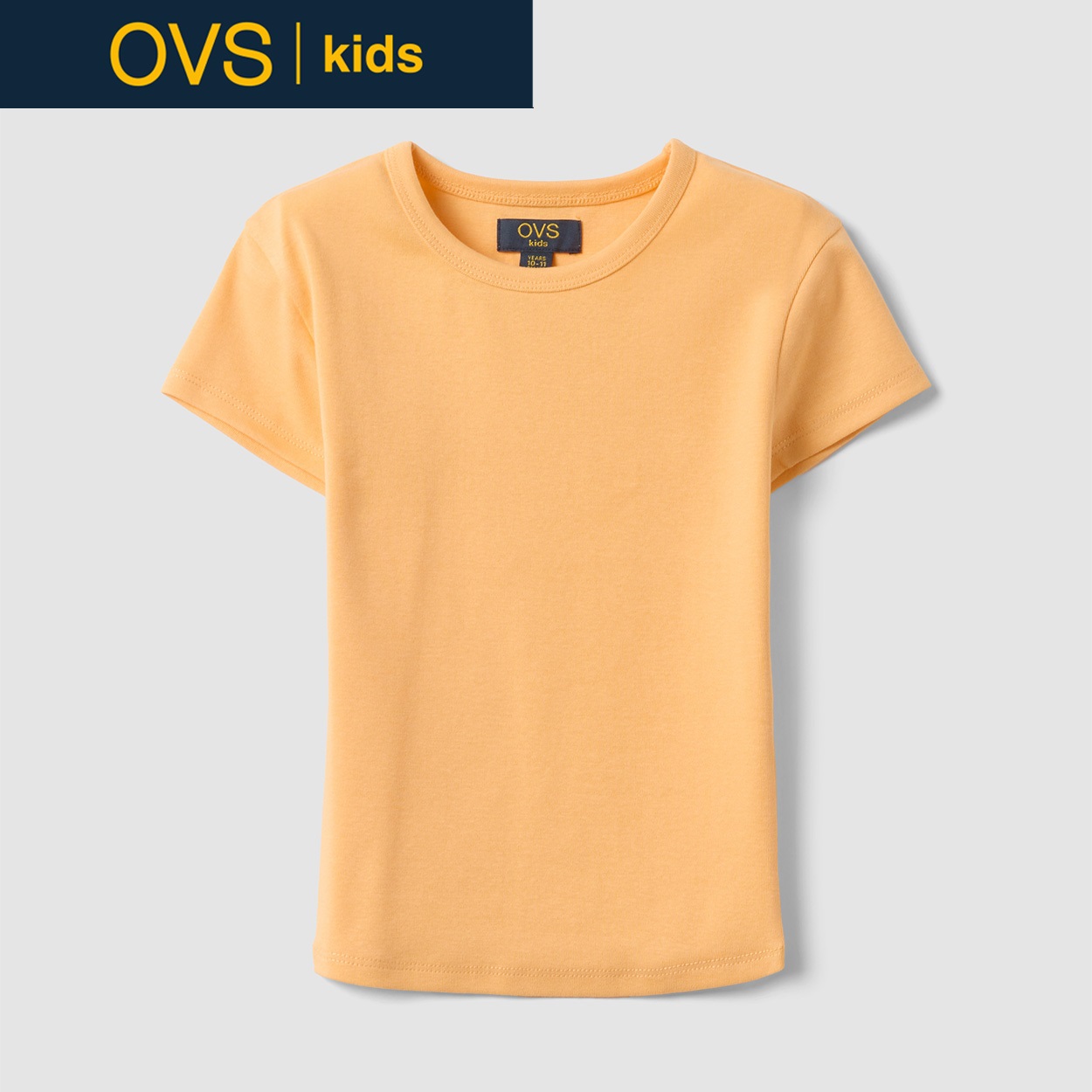 OVS KIDS(オヴィエッセ キッズ)  オレンジ ストレッチコットン フィットTシャツ 女の子 キッズ(ライトオレンジ-164cm)