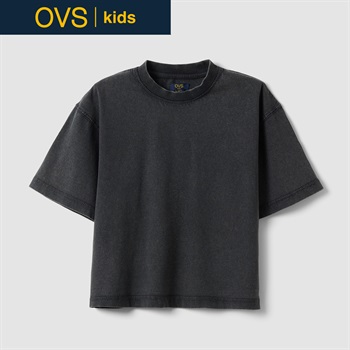 OVS KIDS(オヴィエッセ キッズ)  グレー ピュアコットン オーバーサイズフィット Tシャツ 女の子 キッズ(ダークグレイ-146cm)