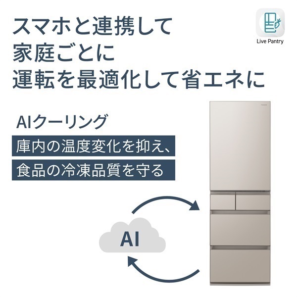 Panasonic 5ドアパーシャル搭載冷蔵庫 NR-E45PX1-N【標準配送料