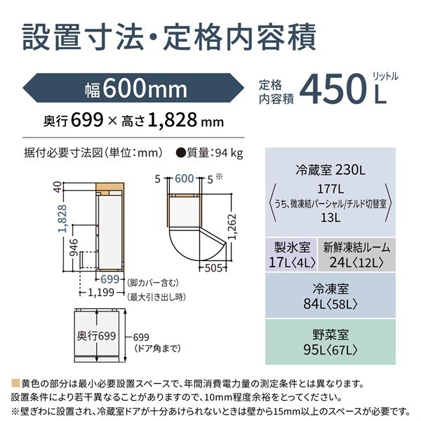 Panasonic 5ドアパーシャル搭載冷蔵庫 NR-E45PX1-N【標準配送料