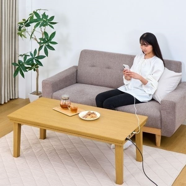 ホームコーディ USBコンセント付き 高さが変えられるソファ前こたつ