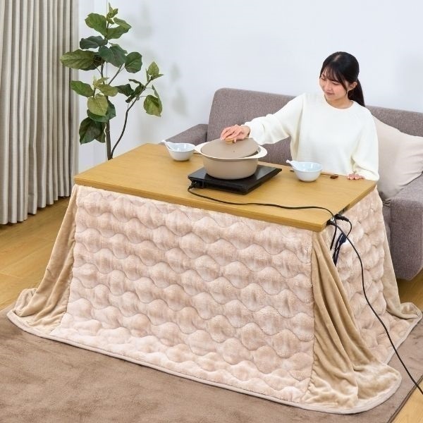 ホームコーディ USBコンセント付き 高さが変えられるソファ前こたつ