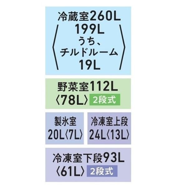 東芝 6ドア冷凍冷蔵庫 フレンチドア(観音開き) 509L GR-Y510FK-EC