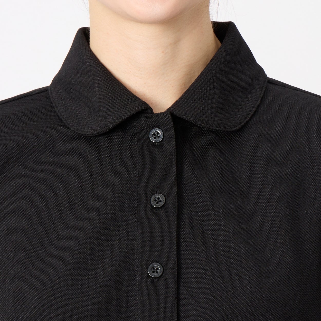 MARK&LONA鹿の子ポロシャツ　ブラック 2020 長袖ポロシャツ(紳士用) ノーブランド 鹿の子 ブラック色