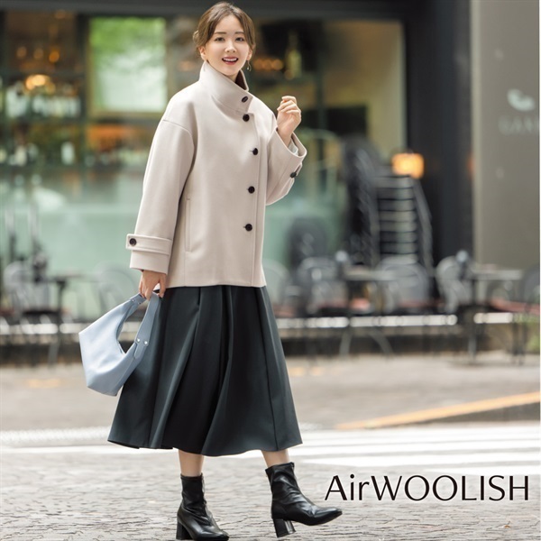 AirWOOLISH スタンドショート丈コート レディス Purelast(ピュア