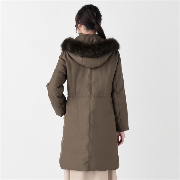 綾ウールライク ダウンコート レディス Purelast(ピュアラスト