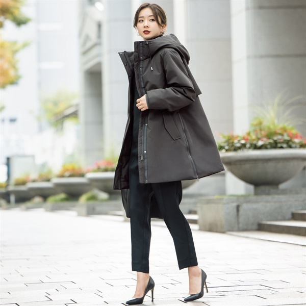 サイドZIP キルト切替中綿コート レディス Purelast(ピュアラスト