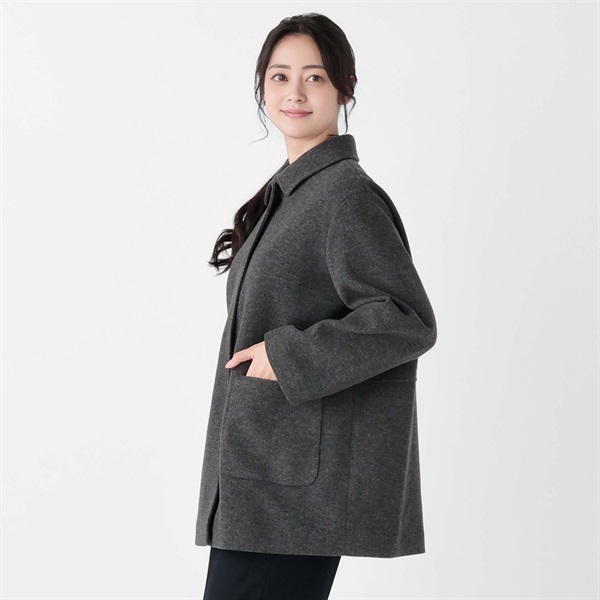 ウールライク ショール衿ハーフ丈コート レディス Purelast(ピュア