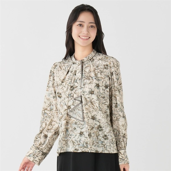 配色パイピング 花柄ブラウス レディス EMMA JAMES(エマジェイムス