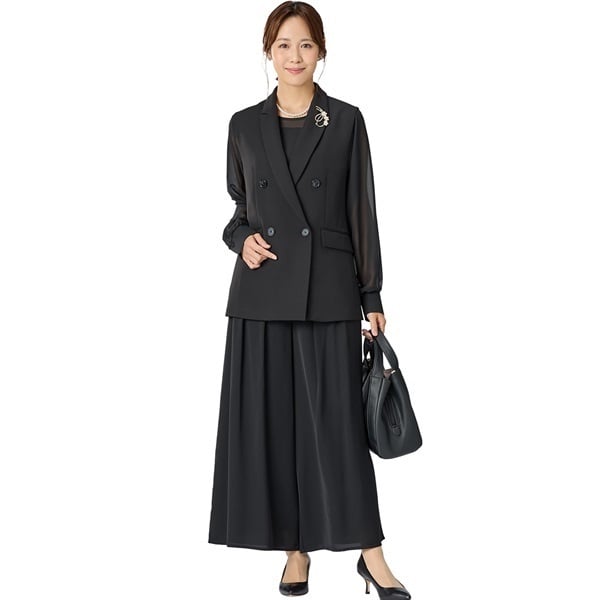 シアーブラウス付 ジレ3点スーツ レディス Purelast(ピュアラスト