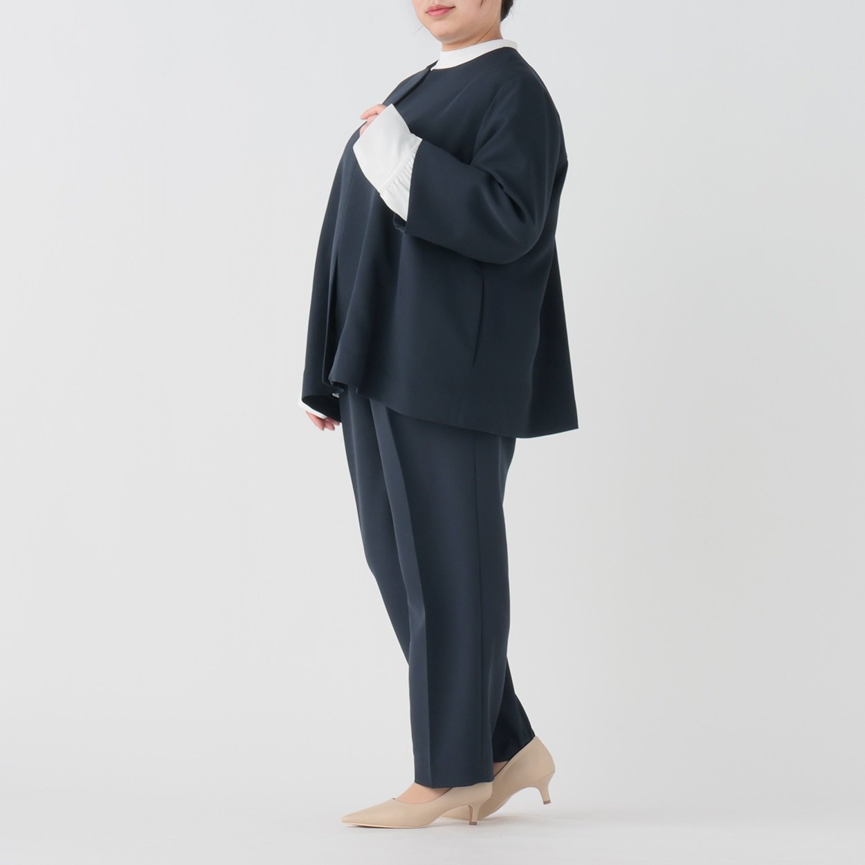 大きいサイズ マント風ジャケット3点セットスーツ レディス Purelast
